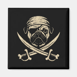 Vintage Pirate Pug Crossbones Dog Lover Magnet