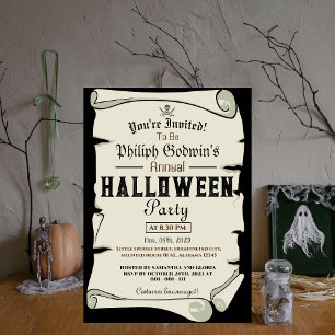 Vintage Pirate Scroll Annual Halloween Party Invitation