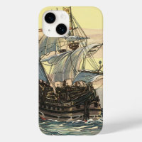 Vintage Pirate Ship, Galleon Sailing on the Ocean