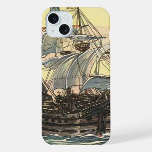 Vintage Pirate Ship, Galleon Sailing on the Ocean iPhone 15 Plus Case