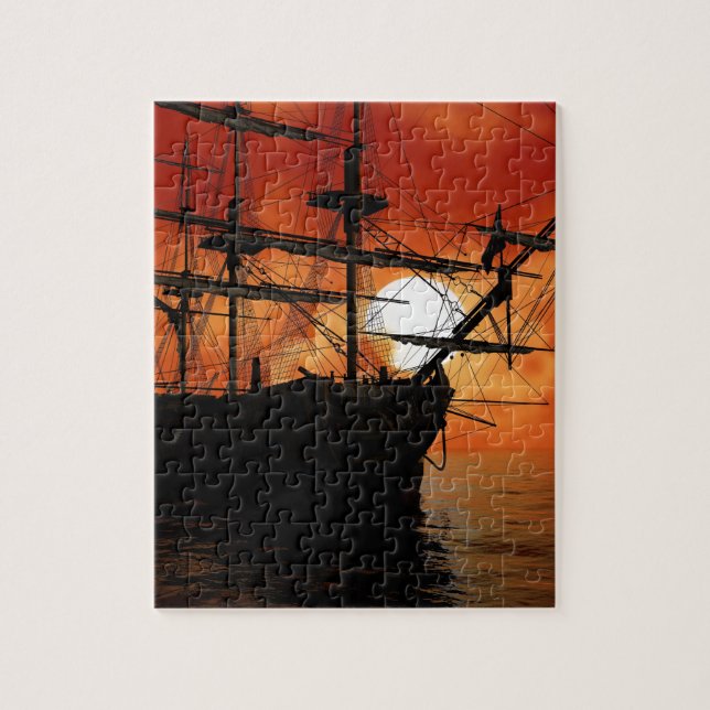 Vintage Pirate Ship Jigsaw Puzzle (Vertical)