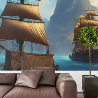 Vintage Pirate Ship Sailing Poster