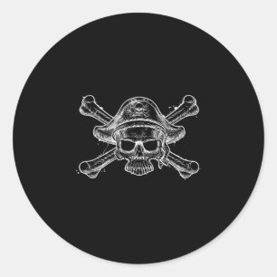 Vintage pirate skull and crossbone skeleton jolly classic round sticker