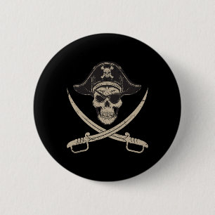 Vintage Pirate Skull And Crossbones Last Minute Ha 6 Cm Round Badge