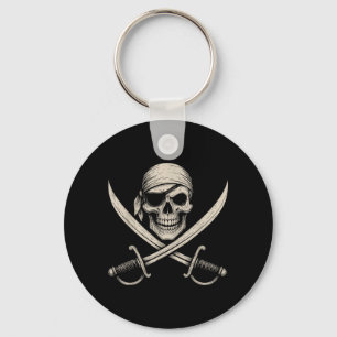Vintage Pirate Skull And Crossbones Skeleton Key Ring