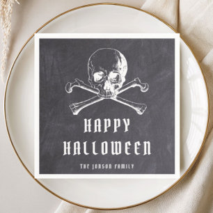 Vintage Pirate Skull & Bones Black Halloween  Napkin