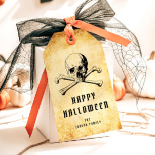 Vintage Pirate Skull & Bones Halloween  Gift Tags