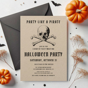 Vintage Pirate Skull & Bones Halloween Invitation