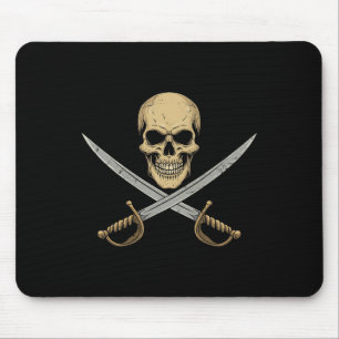 Vintage Pirate Skull Caribbean Cruise Halloween Sk Mouse Pad