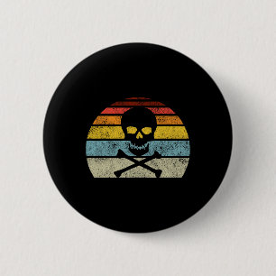 Vintage Pirate Skull Crossbones Flag Retro Style H 6 Cm Round Badge