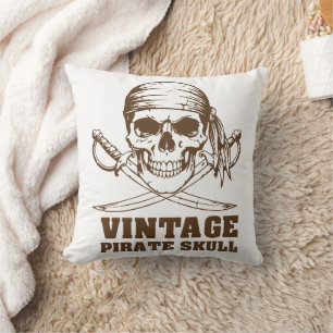 Vintage Pirate Skull Cushion