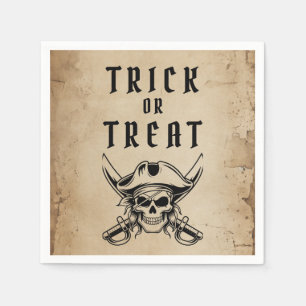 Vintage Pirate Skull Trick Or Treat Halloween Napkin