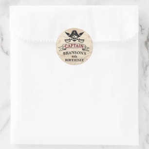 Vintage Pirate Treasure Map Birthday Classic Round Sticker