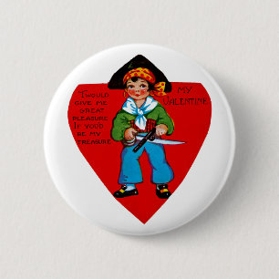 Vintage Pirate Valentine 6 Cm Round Badge