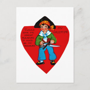 Vintage Pirate Valentine Holiday Postcard