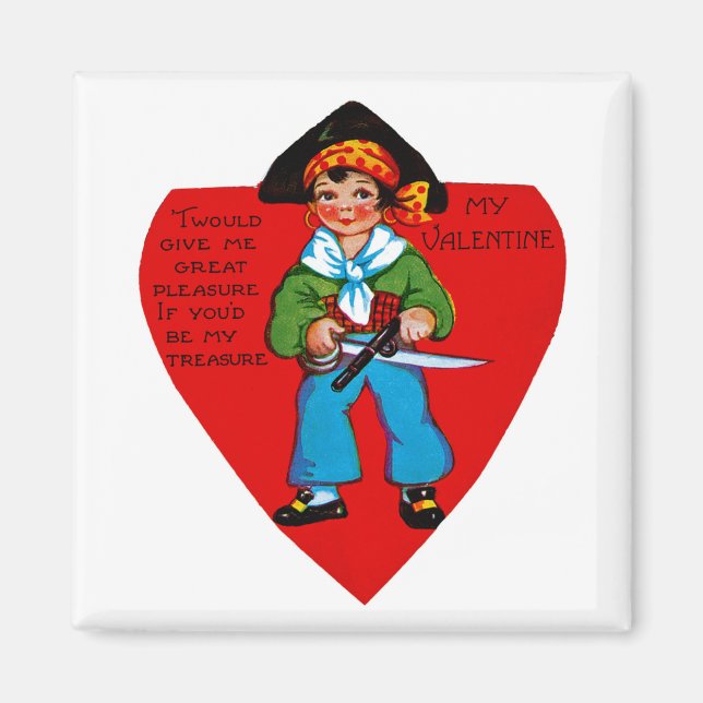 Vintage Pirate Valentine Magnet (Front)