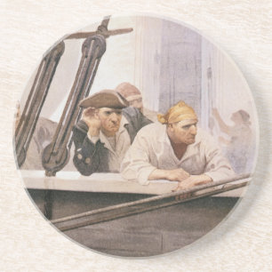 Vintage Pirates Brig Covenant in a Fog by NC Wyeth Coaster