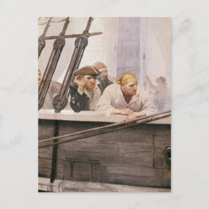 Vintage Pirates Brig Covenant in a Fog by NC Wyeth Postcard