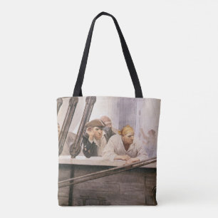 Vintage Pirates Brig Covenant in a Fog by NC Wyeth Tote Bag
