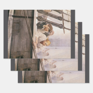 Vintage Pirates Brig Covenant in a Fog by NC Wyeth Wrapping Paper Sheet