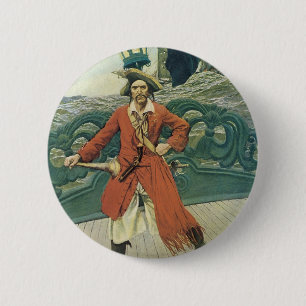 Vintage Pirates, Captain Keitt by Howard Pyle 6 Cm Round Badge