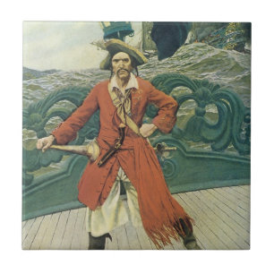 Vintage Pirates, Captain Keitt by Howard Pyle Ceramic Tile