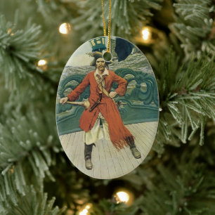 Vintage Pirates, Captain Keitt by Howard Pyle Ceramic Tree Decoration
