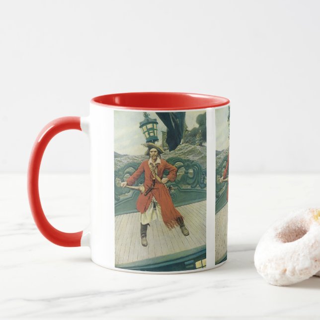 Vintage Pirates, Captain Keitt by Howard Pyle Mug (With Donut)