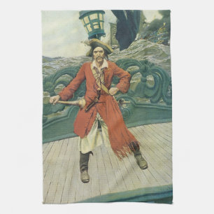Vintage Pirates, Captain Keitt by Howard Pyle Tea Towel