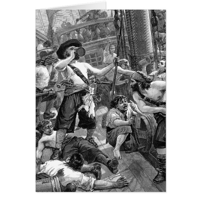 Vintage Pirates Drinking and Fighting on the Ship (Front)