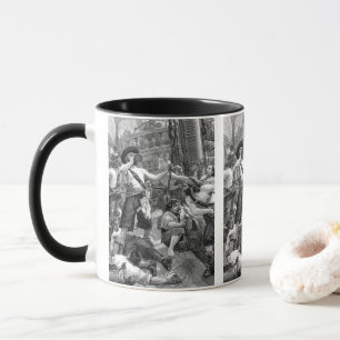 Vintage Pirates Fighting and Drinking on the Ship Mug