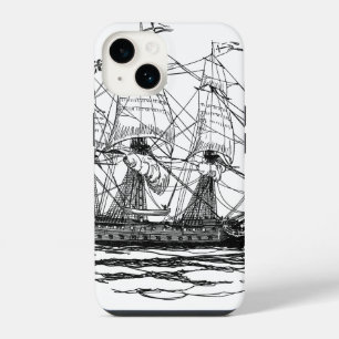 Vintage Pirates Galleon, Sketch of a 74 Gun Ship iPhone Case