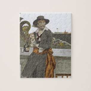 Vintage Pirates, Kidd on Deck of Adventure Galley Jigsaw Puzzle