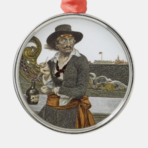 Vintage Pirates, Kidd on Deck of Adventure Galley Metal Tree Decoration