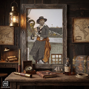 Vintage Pirates, Kidd on Deck of Adventure Galley Poster