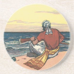 Vintage Pirates, Marooned on a Deserted Island Coaster