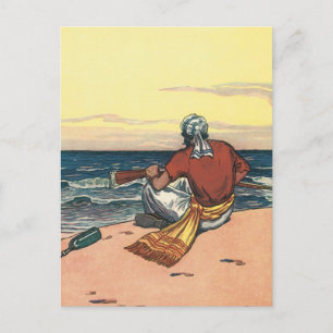 Vintage Pirates, Marooned on a Deserted Island Postcard