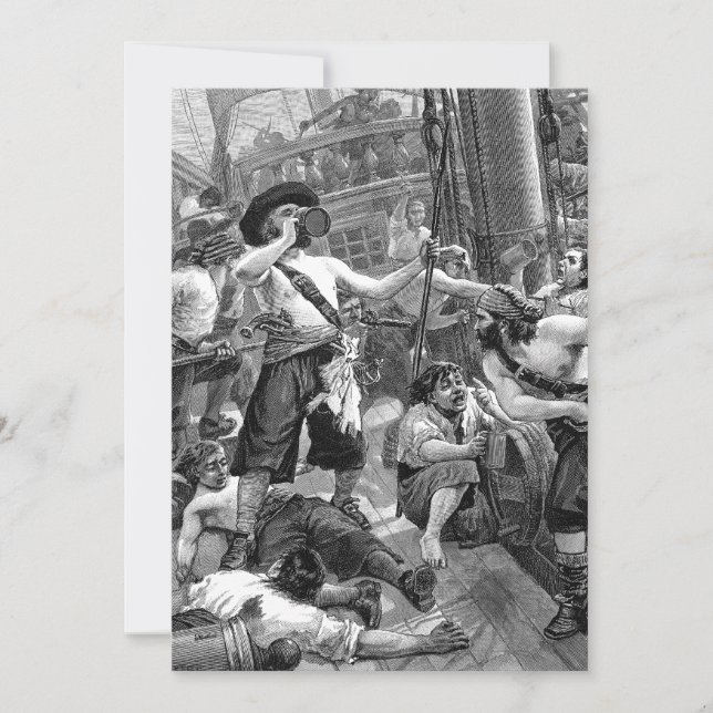 Vintage Pirates on Ship, Wedding Party Invitation (Front)