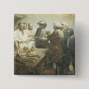 Vintage Pirates, Preparing for Mutiny by NC Wyeth 15 Cm Square Badge