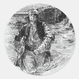 Vintage Pirates, Sir Henry Morgan in the Ocean Classic Round Sticker