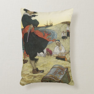 Vintage Pirates, William Kidd Burying Treasure Decorative Cushion