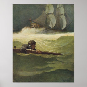 Vintage Pirates, Wreck of the Covenant by NC Wyeth Poster