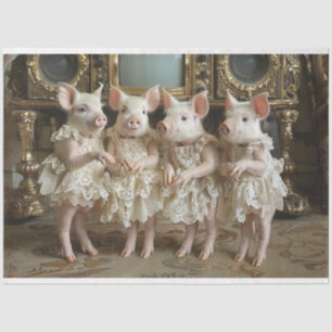 Vintage Pirouette Piglets Decoupage  Tissue Paper