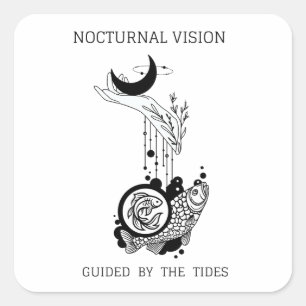 Vintage Pisces Astrology Line Art Square Sticker