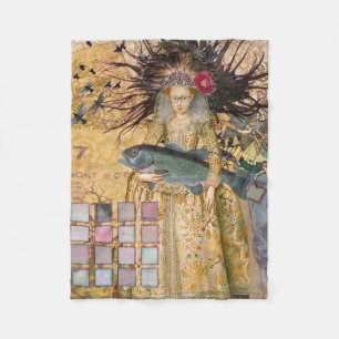 Vintage Pisces Fish Woman Gothic Classic  Fleece Blanket