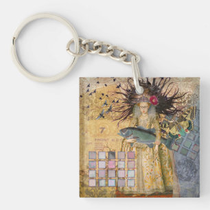 Vintage Pisces Fish Woman Gothic Classic Key Ring