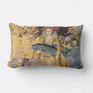 Vintage Pisces Fish Woman Gothic Classic Lumbar Cushion
