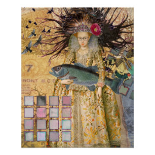 Vintage Pisces Fish Woman Gothic Classic Poster