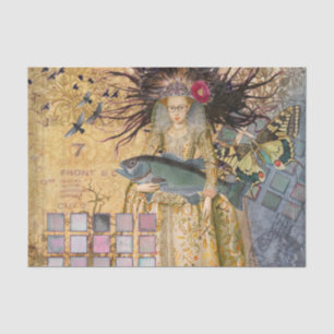 Vintage Pisces Fish Woman Gothic Classic Tissue Paper