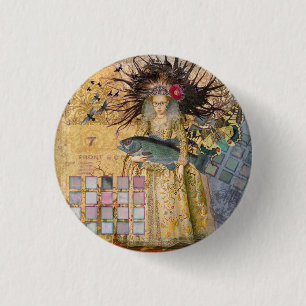 Vintage Pisces Woman Gothic Classic  3 Cm Round Badge